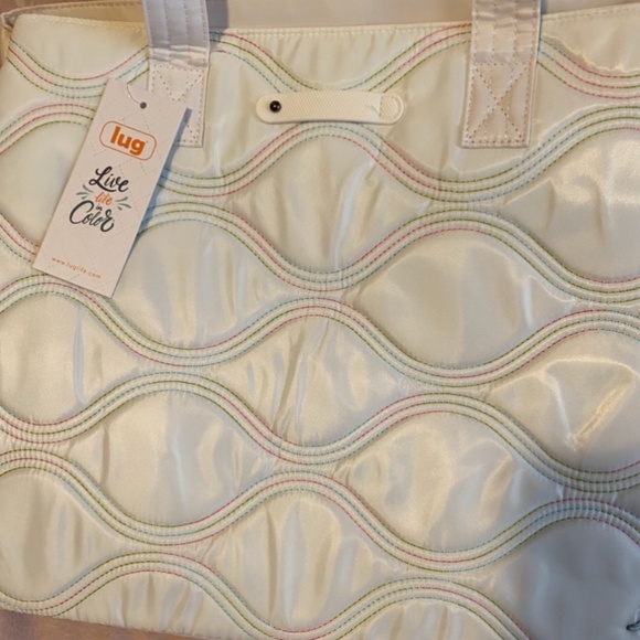 Lug Tempo Tote with rainbow pop stitching - Picture 2 of 3